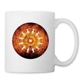 Dharmarad Chakra Buddhism Yellow Red - Mug - white - Right