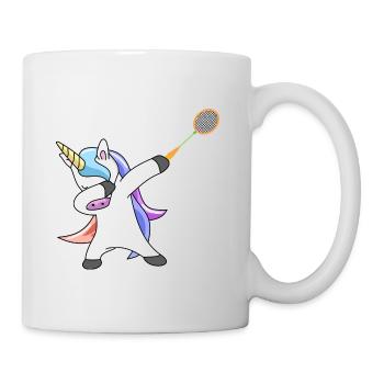 Licorne tamponnant le badminton - Mug blanc - blanc - Droite