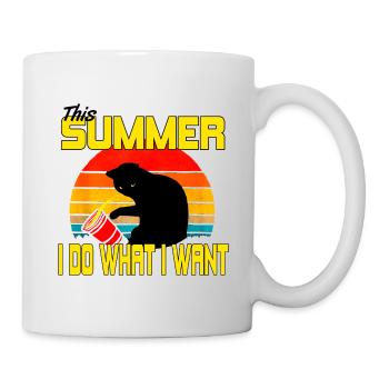 Katzen Sommer Lustig Handkoffer Kätzchen Geschenk - Tasse - Weiß - Rechts