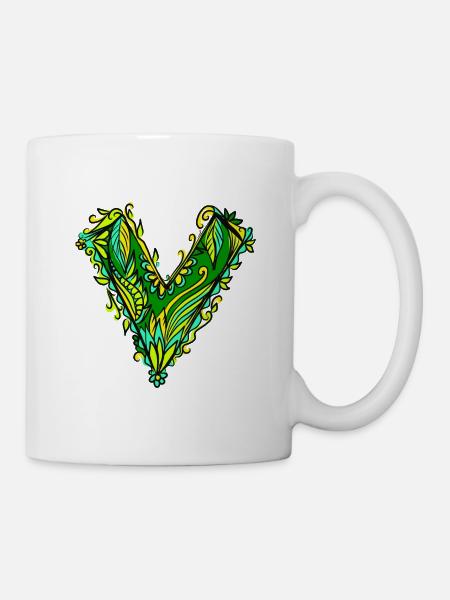V like vegan, vegetarian, plant power, save earth - Mug - white