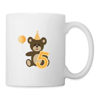5 five years birthday teddy bear with balloon - Mug - white - Right