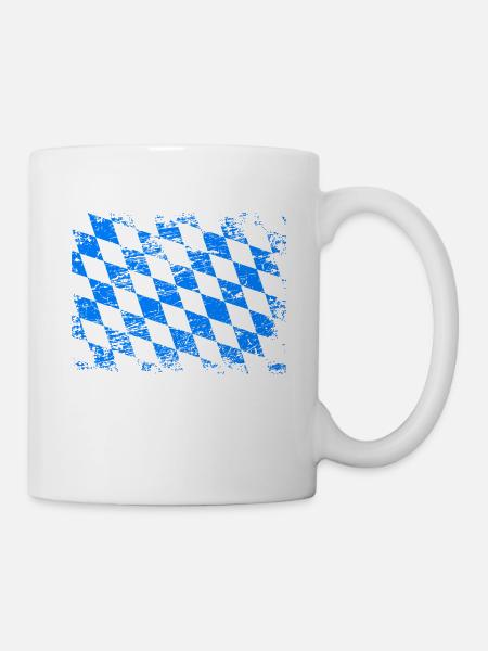 Bayern Flagge Used Look Vintage Flagge - Tasse - Weiß