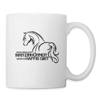 Pferde Haflinger Einhörner Reiterin Geschenkidee - Tasse - Weiß - Rechts