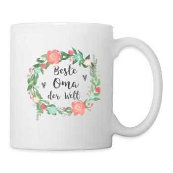 Beste Oma der Welt mit Blumen Blumenkranz - Mug - white - Right