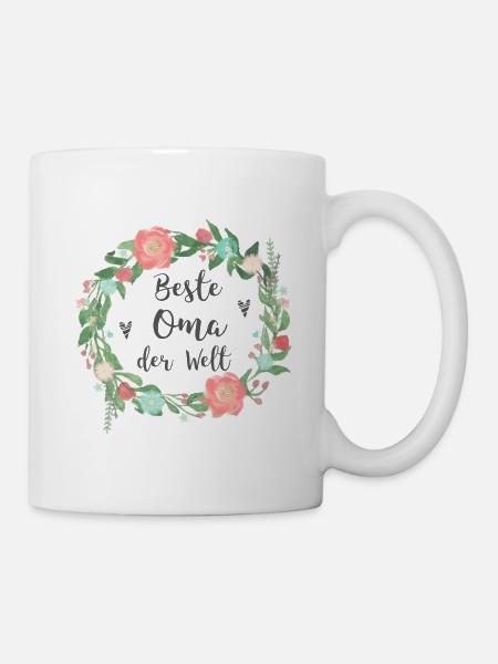 Beste Oma der Welt mit Blumen Blumenkranz - Mug - white