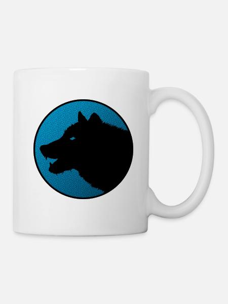 Logo du loup solitaire sur la couleur - Mug blanc - blanc
