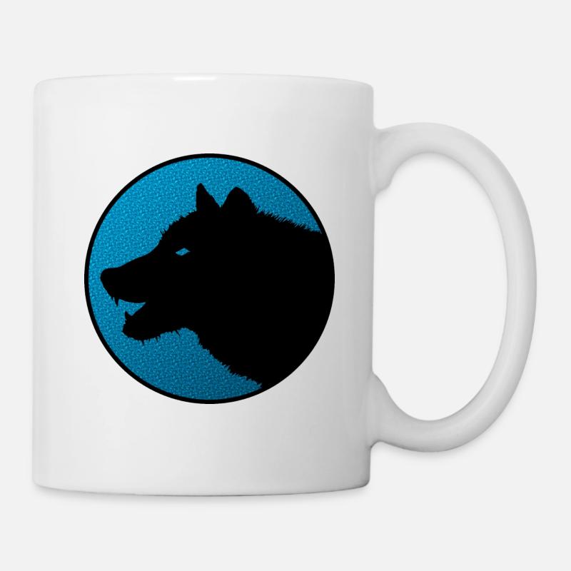 Logo du loup solitaire sur la couleur - Mug blanc - blanc
