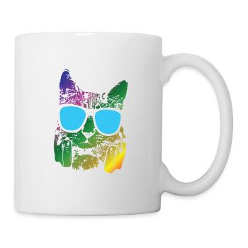 Cat with headphones gift for cat lovers - Mug - white - Right