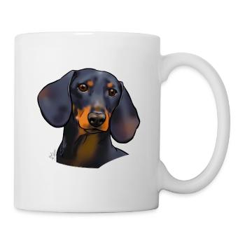 Black and tan dachshund (without text) light textiles - Mug - white - Right