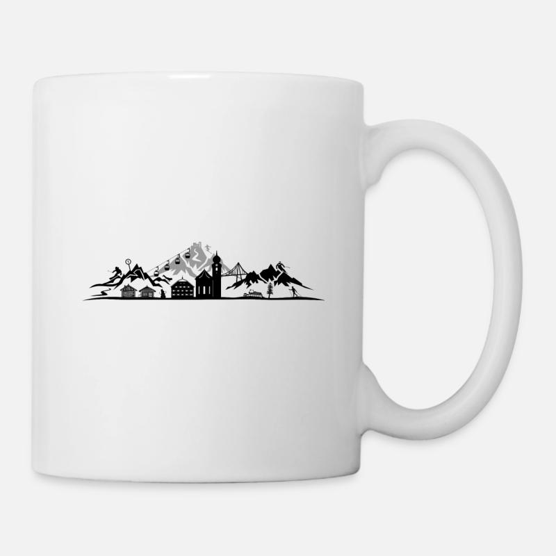 SAALBACH BERGE WINTER Skyline Silhouette - Tasse - Weiß