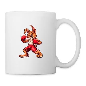 Starkes Kaninchen mit Boxhandschuhen Boxer Tiere - Tasse - Weiß - Rechts