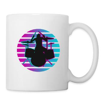 Schlagzeug Schlagzeuger Neon - Tasse - Weiß - Rechts