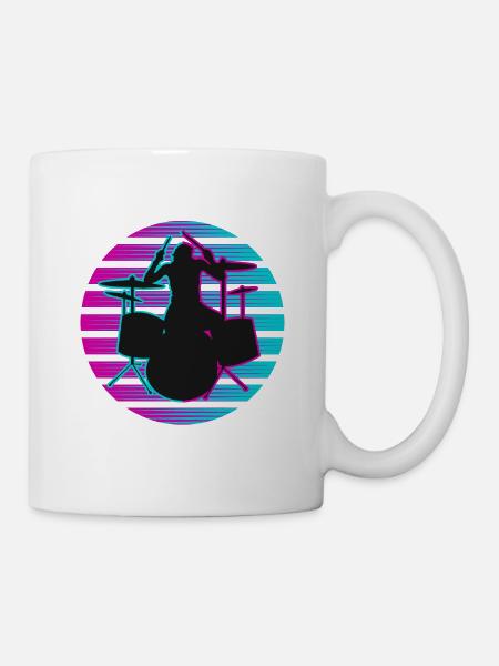 Schlagzeug Schlagzeuger Neon - Tasse - Weiß