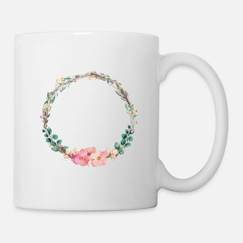 Couronne florale personnalisable - Mug blanc - blanc