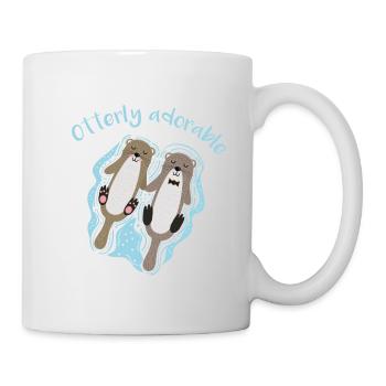 Otterly adorable otters sea otters loving couple love - Mug - white - Right