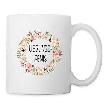 Lieblingspenis Valentinstag Geschenk Blumenkranz - Tasse - Weiß - Rechts