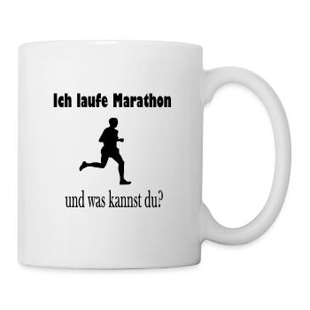 Ich laufe Marathon und was kannst du? - Tasse - Weiß - Rechts