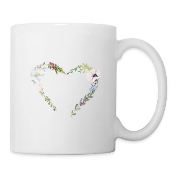 Herz Blumen personalisierbar - Tasse - Weiß - Rechts