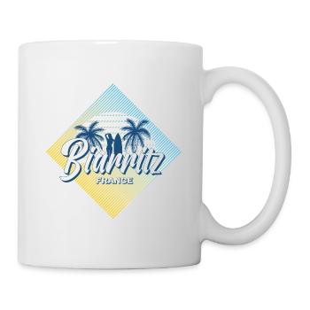 Biarritz Frankreich Retro Sommer Surfing Design - Tasse - Weiß - Rechts