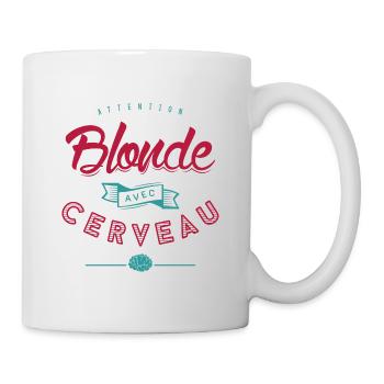 Blonde avec cerveau - Mug blanc - blanc - Droite