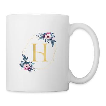 Personalisierbar Monogramm Watercolour Floral H - Tasse - Weiß - Rechts