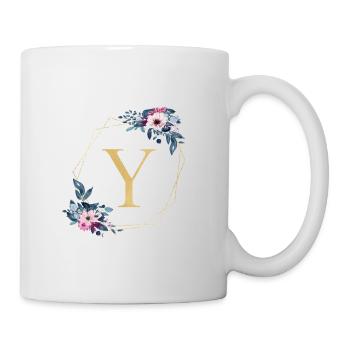 Personalisierbar Monogramm Watercolour Floral Y - Tasse - Weiß - Rechts