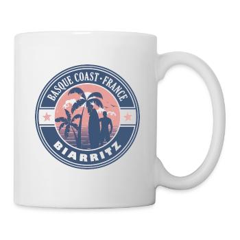 Biarritz Baskische Küste Frankreich Sommer Surf Design - Tasse - Weiß - Rechts
