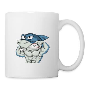 Cooler Hai mit Muskeln Bodybuilder #3 Cool Sharks - Tasse - Weiß - Rechts