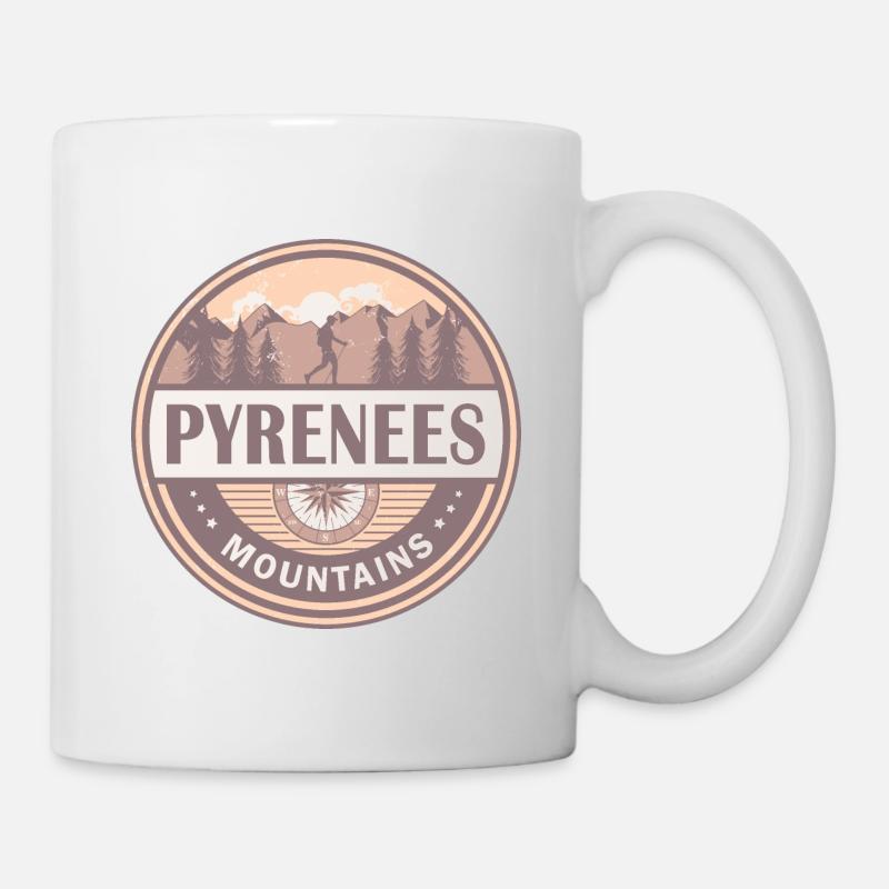 Pyrénées Montagnes Vintage Randonnée Design - Mug blanc - blanc
