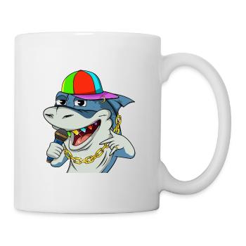 Cooler Rapper Hai mit Mikrofon #13 Cool Sharks - Tasse - Weiß - Rechts