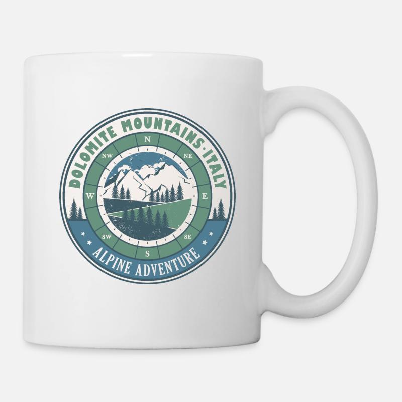 Dolomiten Italien Vintage Berge Wandern Design - Tasse - Weiß