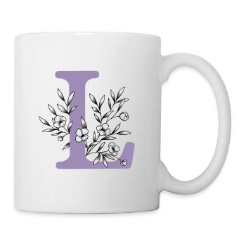 Buchstabe Vorname "L" lila - Tasse - Weiß - Rechts