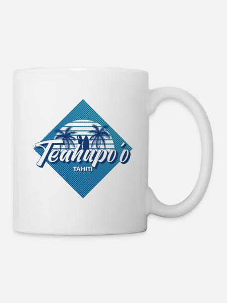 Teahupo’o Tahiti Retro 80s Summer Surf Design - Mug blanc - blanc