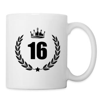 16 Zahl Kranz - Tasse - Weiß - Rechts
