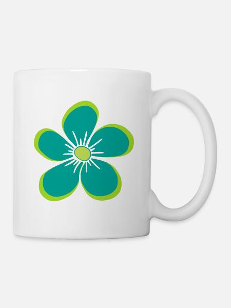 Blume grün, Blüte, floral, Blumenmotiv, blumig - Tasse - Weiß