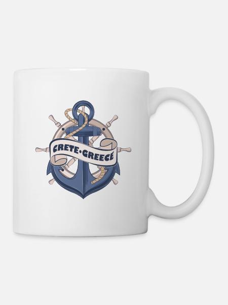 Kreta Griechenland Nautische Sommer Anker Design - Tasse - Weiß