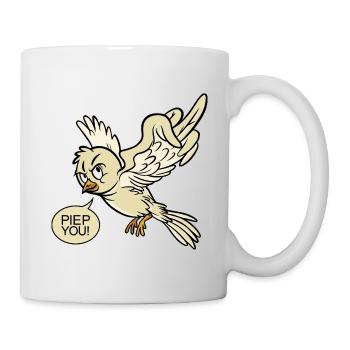 Fuck You böse wütend frech Vogel Piep Tier lustig - Tasse - Weiß - Rechts