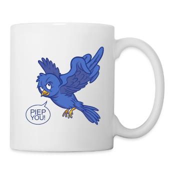 Fuck you Mittelfinger Vogel Piep lustige Tiere - Tasse - Weiß - Rechts