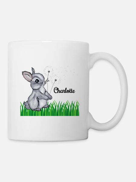 Nom Coupe Enfants Lapin Nom Cadeau Charlotte - Mug blanc - blanc