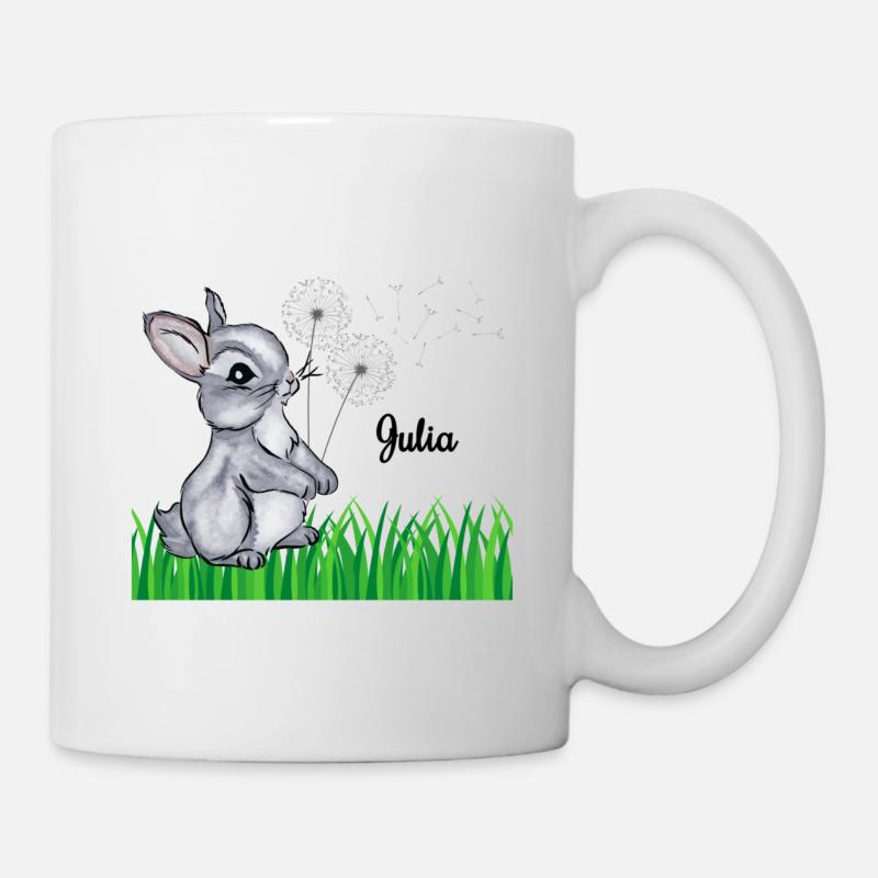 Nom Coupe Enfants Lapin Nom Cadeau Julia - Mug blanc - blanc