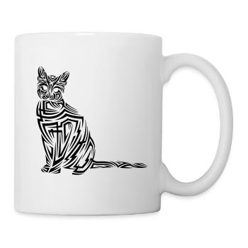 Tatouage tribal de chat - Mug blanc - blanc - Droite