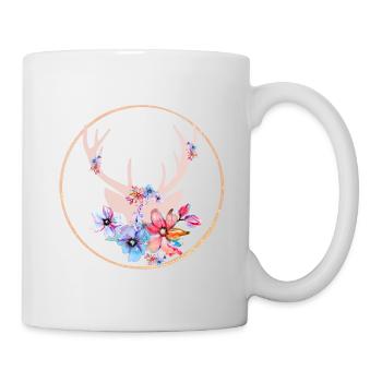 Geweih mit Blumen - Tasse - Weiß - Rechts