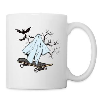 Lustiges Gespenst Skateboard Halloween Geschenk - Tasse - Weiß - Rechts