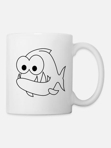 Piranha Comic Tier - Tasse - Weiß