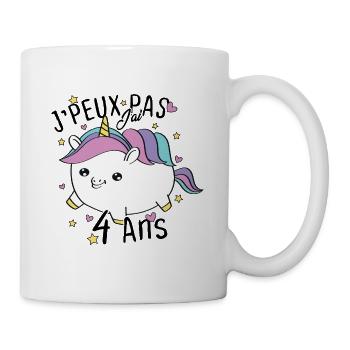 Enfant 4 Ans Fille Anniversaire Cadeau Licorne - Mug blanc - blanc - Droite