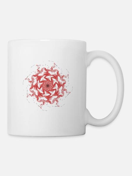 Symmetrie in rot und grau - Tasse - Weiß