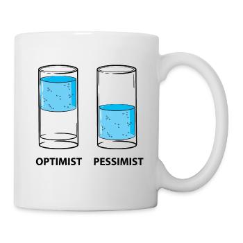 Optimist - Pessimist, Glas gefüllt - Tasse - Weiß - Rechts