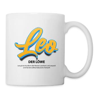 Leo in 3D mit Bedeutung - Tasse - Weiß - Rechts