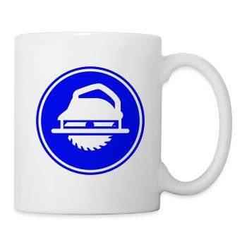 Silhouette du symbole de la scie circulaire à la main - Mug blanc - blanc - Droite