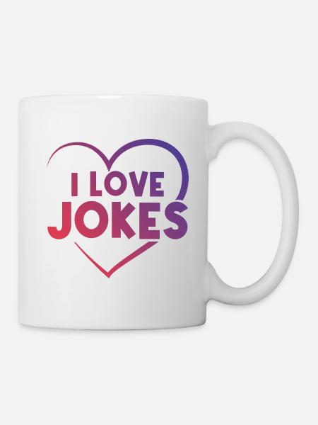 Ich liebe Witze Herz - Tasse - Weiß